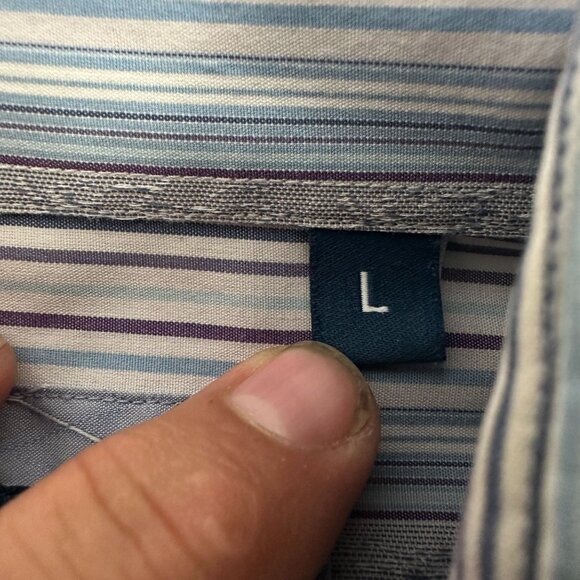 Zagiri Mens Button Up Striped Long Sleeve Dress Shirt Blue Purple Size Large - Picture 6 of 9